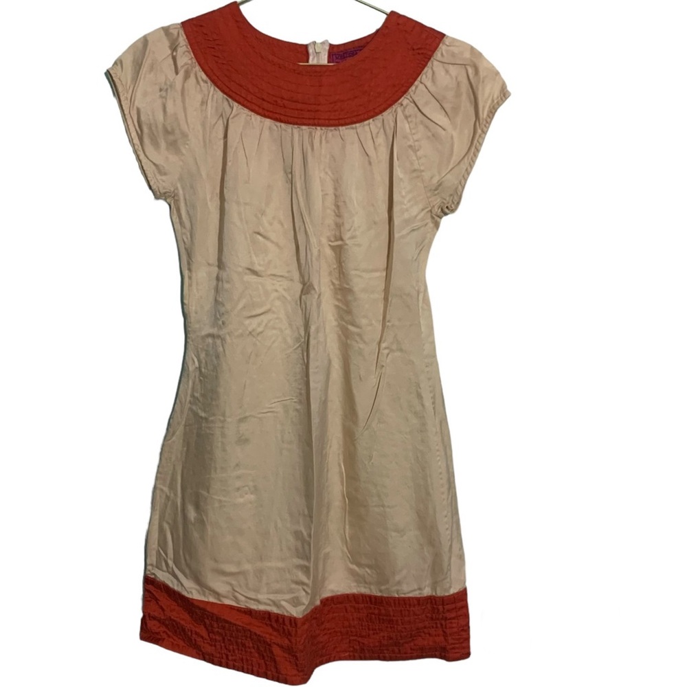 Vintage Melissa Masse tan & red midi dress